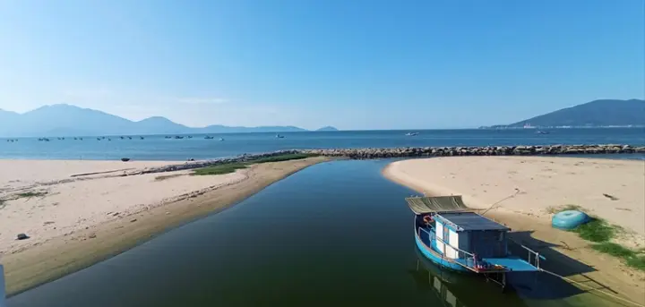 Danang River Boat Beach Blue Sky