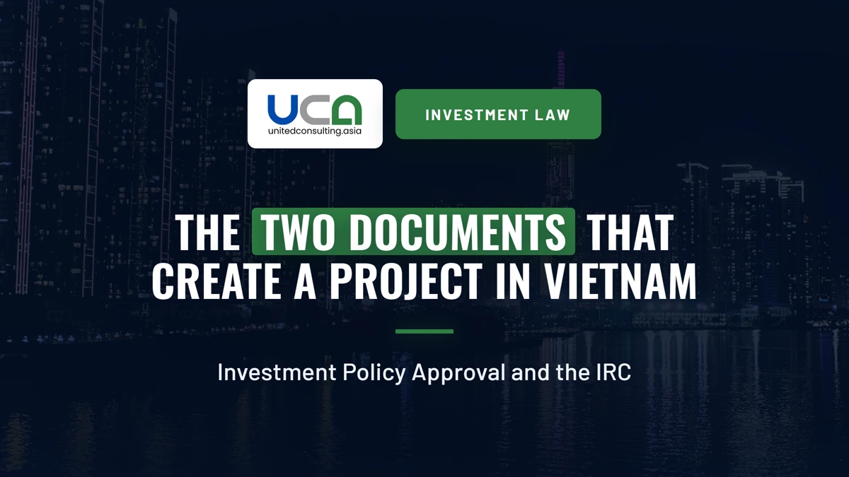 Blog cover: investment policy approval and the IRC, the two documents that create a project in Vietnam. Night Ho Chi Minh City skyline, photo by lumopla